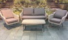 AKS Arezzo Loungeset 4-teilig Geflecht antique, Kissen taupe