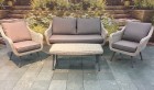 AKS Arezzo Loungeset 4-teilig Geflecht antique, Kissen taupe