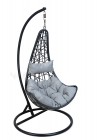 AKS Makati Hängekorb 105x195 cm Geflecht schwarz, Kissen grau