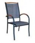 AKS Luna Stapelsessel 70x57x101 cm silber/schwarz, Teakapplikationen