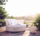 AKS Conte Loungeset Geflecht 2-teilig Geflecht rauch, Kissen beige