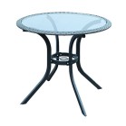 AKS Linz Bistrotisch Geflecht 83x72,5 cm charcoal grau, mit Glasplatte