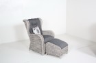 AKS Broadway Hocker 55x50x37 cm Geflecht old white, Kissen grau