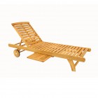 AKS Sun Sonnenliege 203x70x30/91 cm mit Tablett Akazie natur