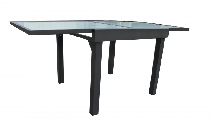 Aks Giga Cantus Ausziehtisch Alu 90 180x90 Cm Charcoal Glas Weiss