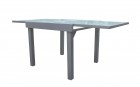AKS Giga Cantus Ausziehtisch Alu 90-180x90 cm silber, Glas weiß