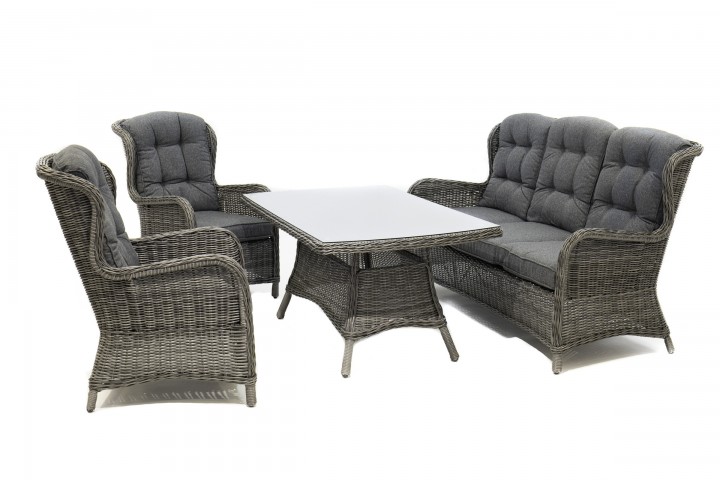 AKS Newport LoungeSet 4-teilig Geflecht lightgrey, incl. Kissen