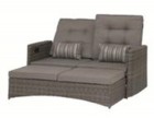 AKS Memphis 2er Sofa Move Geflecht grau, Kissen grau-braun