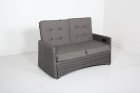 AKS Toronto 2er Sofa Move Geflecht grau, Kissen grau-braun