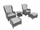 AKS Jackson Lounge Set 5-teilig Geflecht anthrazit, Kissen grau