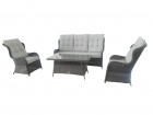 AKS Jackson Lounge Set 4-teilig Geflecht anthrazit, Kissen grau