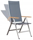 AKS Dundee Klappsessel Edelstahl Teakarmlehne 58x72x110 cm grau