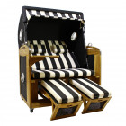 AKS Kiel Strandkorb Polyrattan Teakholz schwarz 162x131x155 cm