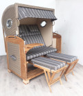 AKS Kiel Strandkorb Polyrattan Teakholz kubu grey 162x131x155 cm