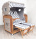 AKS Kiel Strandkorb Polyrattan Teakholz kubu weiß 162x131x155 cm