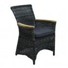 AKS Ohio Diningsessel Aluminium Polyrattan Kunstoffgeflecht light charcoal Teak Armlehnen