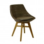 AKS Boa Vista Stuhl Polyrattan Kunstoffgeflecht basalt, Kissen grau