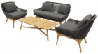 AKS Mendoza Dininggruppe Polyrattan Kunstoffgeflecht Aluminium light coal