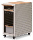 AKS Pilot Servierwagen Aluminium champagner Teakholz 76,5x40x88 cm