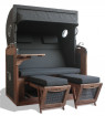 AKS Kiel Strandkorb Polyrattan Teakholz stone grey 162x131x155 cm
