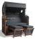 AKS Kiel Strandkorb Polyrattan Teakholz stone grey 162x131x155 cm
