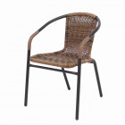 AKS Ravenna Bistrostuhl Polyrattan Kunstoffgeflecht Aluminium cappuccino