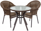 AKS Gomera Bistroset Polyrattan Kunstoffgeflecht Aluminium cappuccino 3-tlg