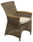 AKS Ohio Diningsessel Aluminium Polyrattan Kunstoffgeflecht nature pine Teak Armlehnen