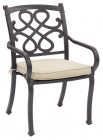 AKS Sheffield Diningsessel Aluminiumguss bronze, Kissen beige 62,5x63x92 cm