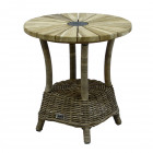 AKS Ohio Beistelltisch Polyrattan Kunstoffgeflecht Teakholz nature pine 50 cm