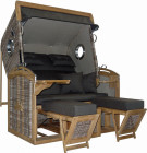 AKS Flensburg Strandkorb Polyrattan Teakholz seashell 147,5x85,5x181 cm