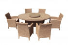 AKS Wilsum Dininggruppe Polyrattan Kunstoffgeflecht natur, Kissen creme