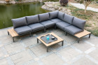 AKS Davenport Loungegruppe Aluminium Teakholz grau