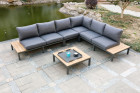 AKS Davenport Loungegruppe Aluminium Teakholz grau