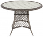 AKS Graz Diningtisch Polyrattan Kunstoffgeflecht Alu grey shell 105 cm