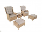AKS Jackson Loungegruppe Polyrattan Kunstoffgeflecht Aluminium natur 5-tlg