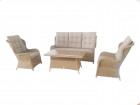 AKS Jackson Loungegruppe Polyrattan Kunstoffgeflecht Aluminium natur 4-tlg