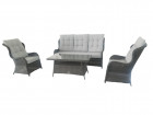 AKS Jackson Loungegruppe Polyrattan Kunstoffgeflecht anthrazit, Kissen grau
