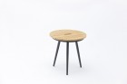 AKS Ward Beistelltisch Alu/Teak, schwarz rund