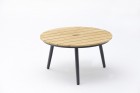 AKS Ward Beistelltisch rund, Alu/Teak, schwarz/natur