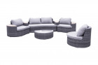 AKS Cayman Loungegruppe Polyrattan Aluminium rauch, Kissen grau