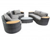 AKS Cayman Loungegruppe Polyrattan Aluminium rauch, Kissen grau