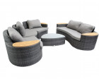 AKS Cayman Loungegruppe Polyrattan Aluminium rauch, Kissen grau
