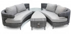 AKS Bahamas Loungegruppe Polyrattan Kunstoffgeflecht rauch, Kissen grau