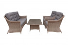 AKS Goldfield Loungegruppe Polyrattan Kunstoffgeflecht Alu dunkelbraun