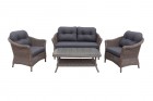 AKS Irvine Lounge Set Geflecht 4-teilig, braun