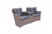 AKS Charlotte Loungesofa Polyrattan Aluminium braun, Kissen dunkelbraun