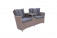 AKS Charlotte Loungesofa Polyrattan Aluminium braun, Kissen dunkelbraun
