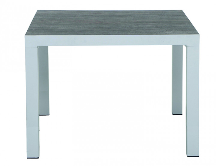 AKS Milton Diningtisch Aluminium Keramik Tischplatte matt weiß-grau 100x100