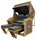 AKS Demmin Strandkorb Polyrattan Kunstoffgeflecht Teakholz natur 145x85x180